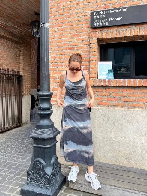 Tie Dye Sleeveless Long Slip Dresses
